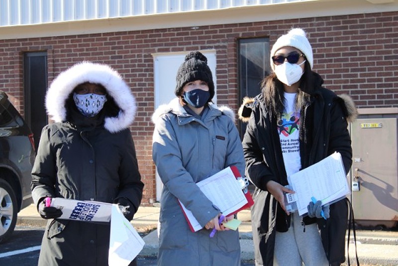 2nd Annual Baby Shower Three Women Outside Wearing Masks